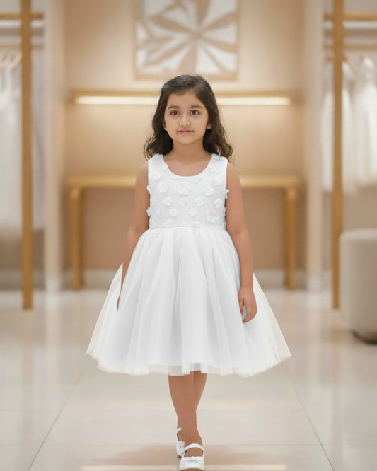 Moonlight Whisper Frock — Soft Net with Embroidered Lace Trim