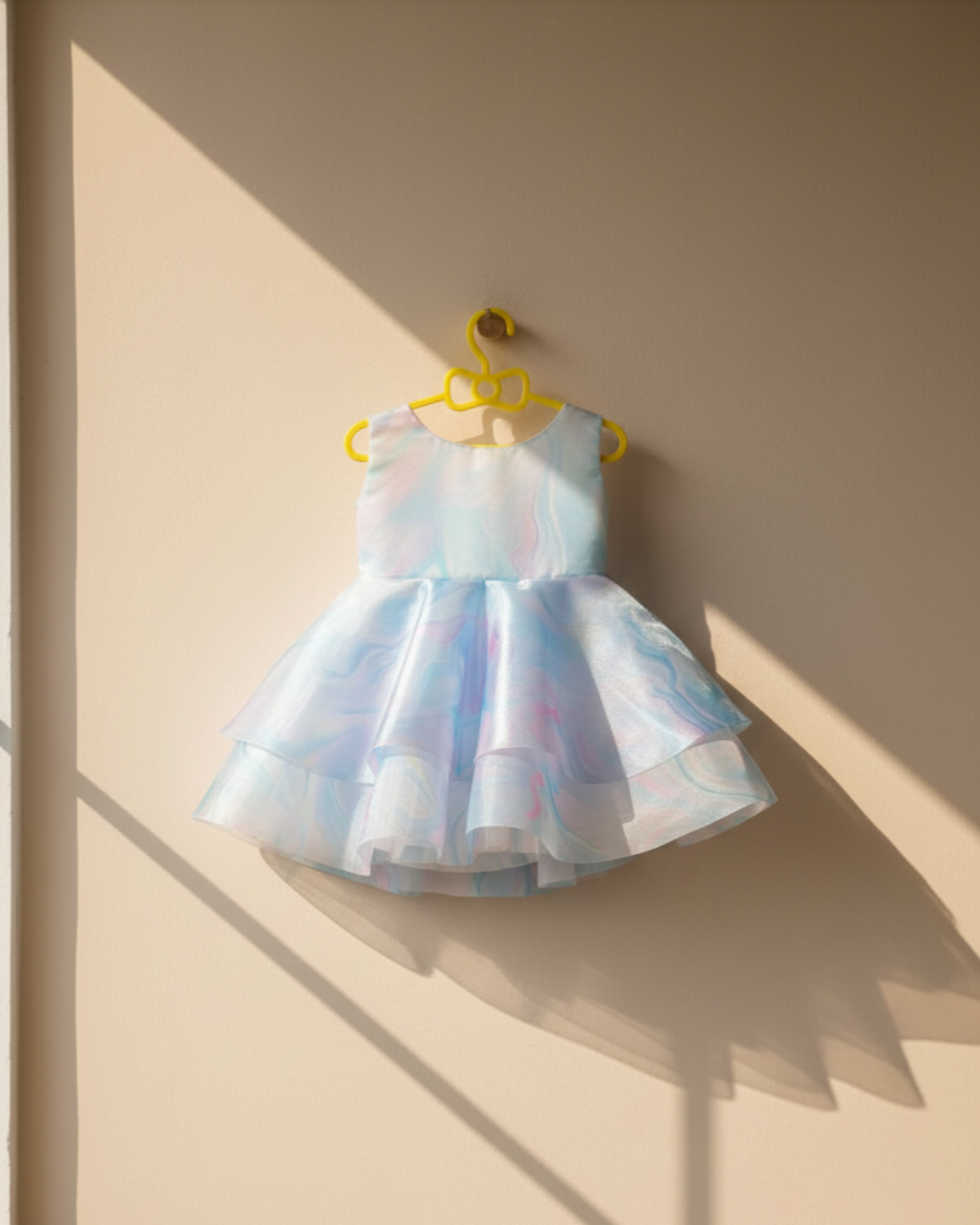 Rosy Bloom Frock — Layered Net with Floral Lace Detailing
