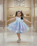 Rosy Bloom Frock — Layered Net with Floral Lace Detailing